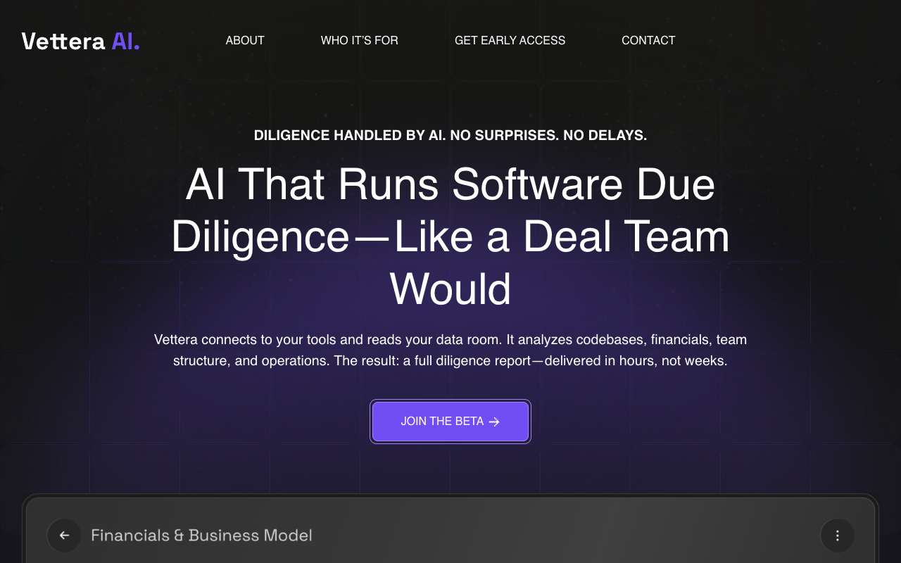 Vettera AI - Smarter Software Due Diligence with AI Technology