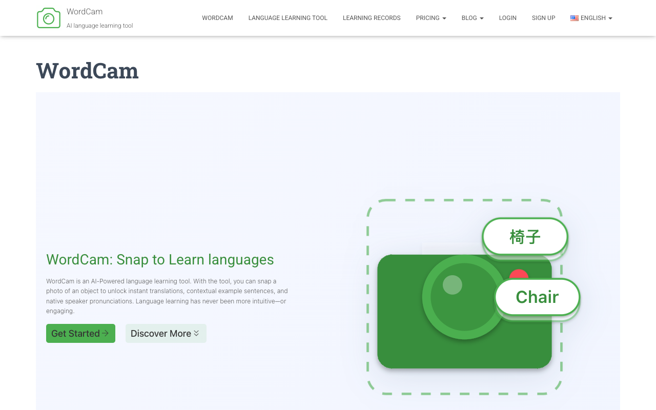 WordCam - An AI language learning tool that helps you snap photos to learn languages