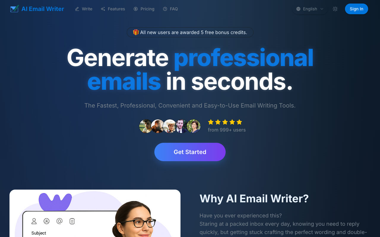 AI Email Writer - Generate professional emails in seconds with AI assistance