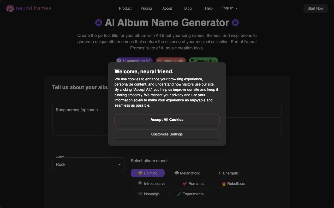 Album Cover Generator - Create Unique Album Titles Instantly with AI