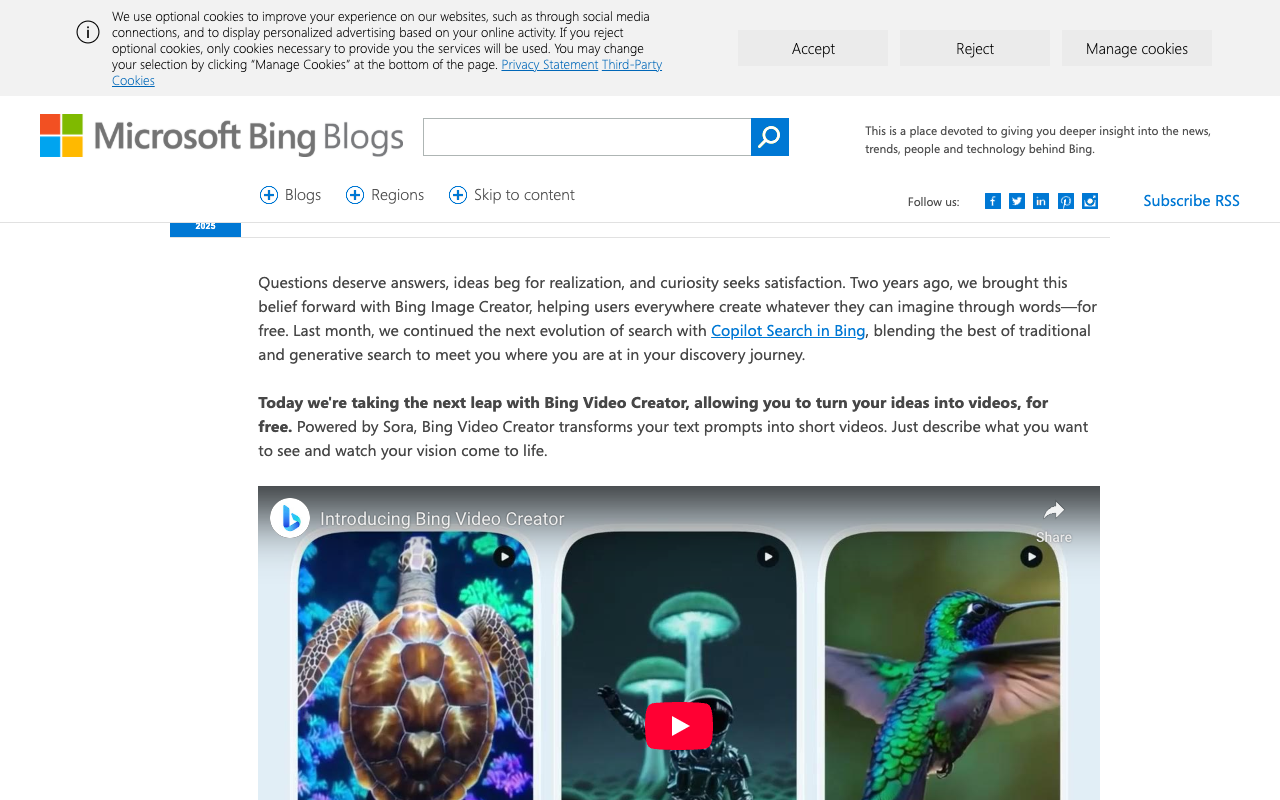 Bing Video Creator - Turn your words into short videos for free