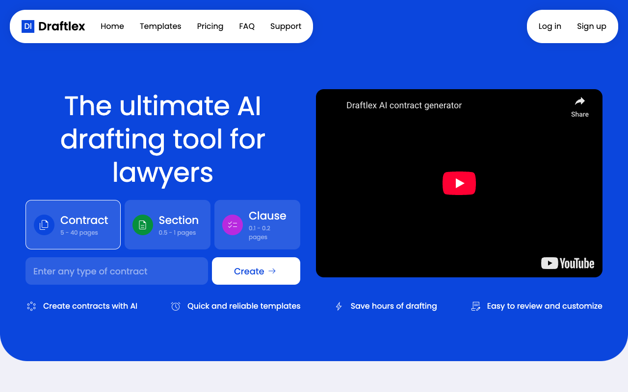 DraftLex - AI that helps you create contracts 10x faster with unlimited variety