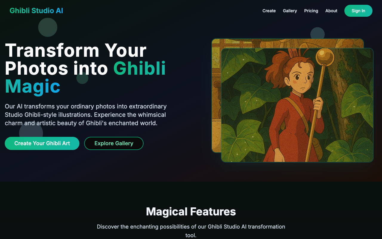 Ghibli Studio AI - Transform Your Photos into Magical Studio Ghibli Style Illustrations