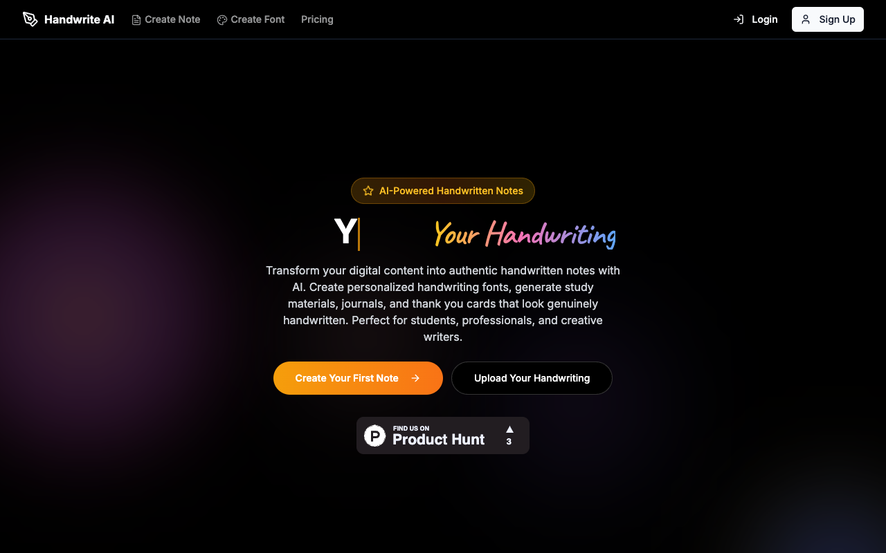 Handwrite AI - Create Custom Handwriting Fonts and Generate Handwritten Notes with AI