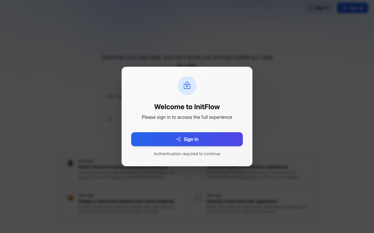 InitFlow - Build full-stack apps in minutes using AI without coding
