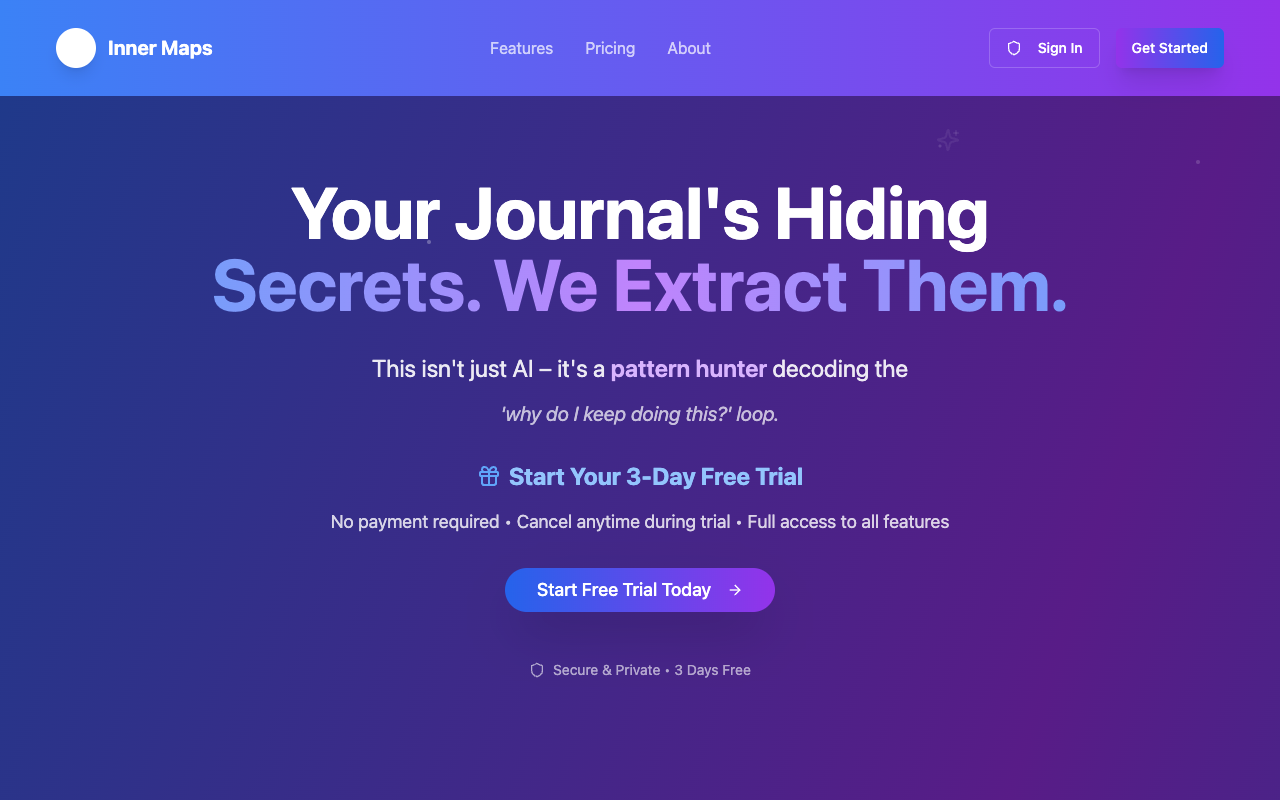 Inner Maps - An AI-powered journaling platform that uncovers your hidden patterns