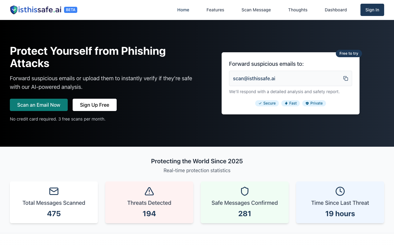 isthissafe.ai - AI-powered tool to check if messages are real or scams
