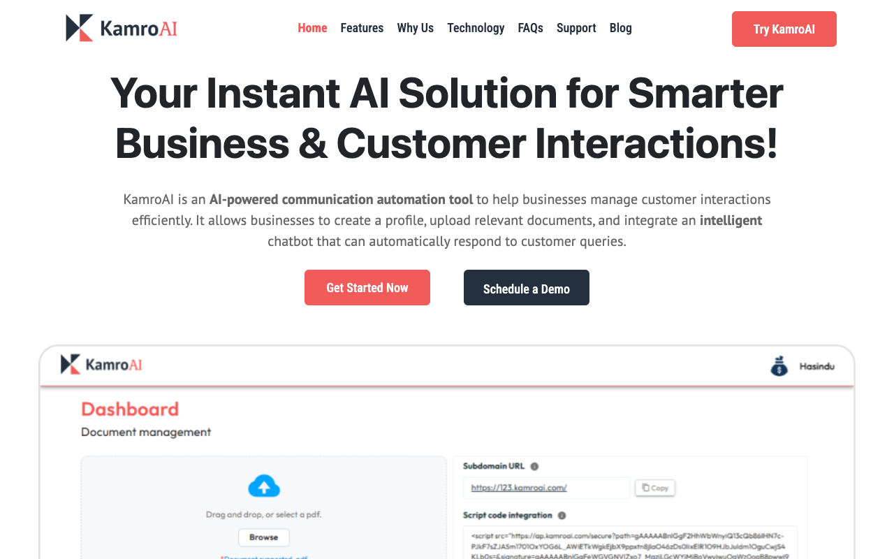 Kamro AI - An AI solution that automates business communication and enhances customer interactions
