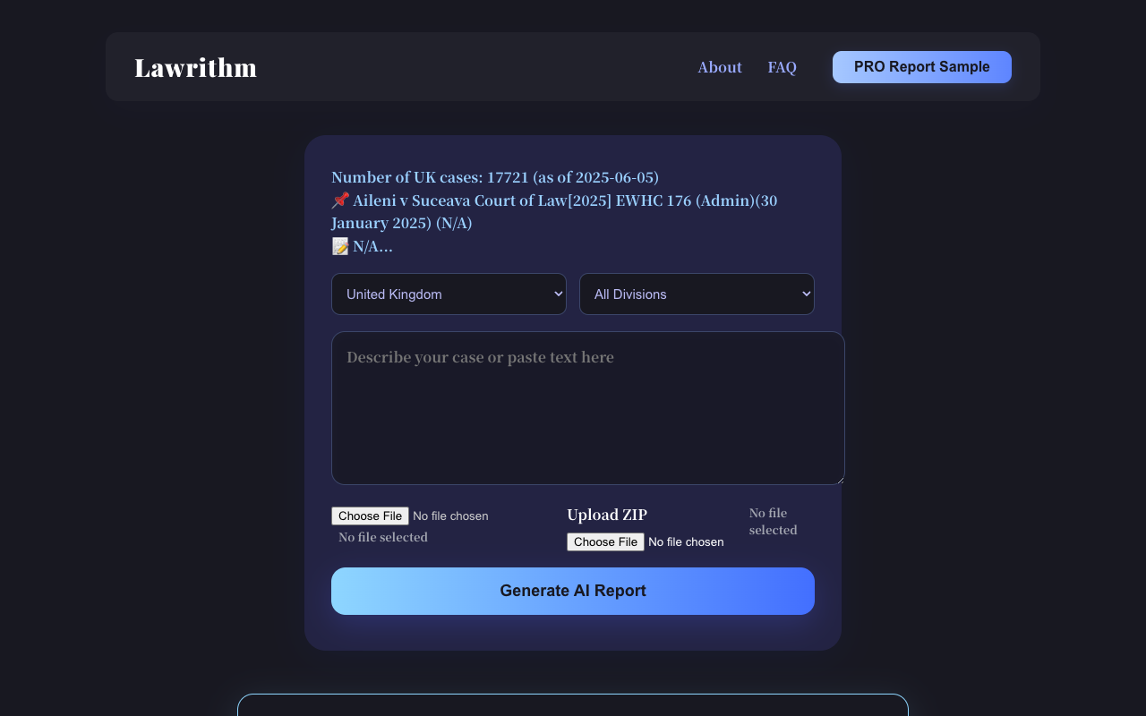 Lawrithm - AI-powered legal reports for global professionals