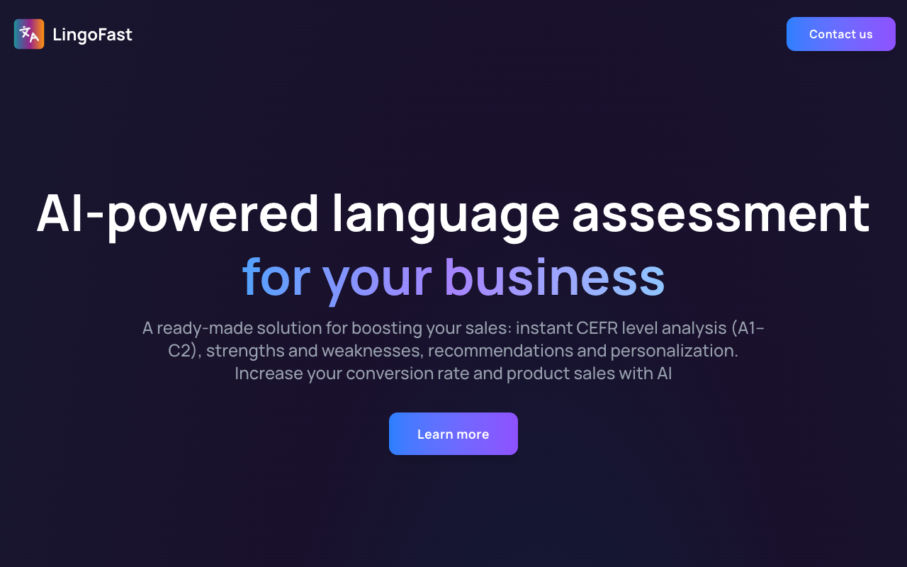 LingoFast - An AI-powered language assessment tool to enhance your business