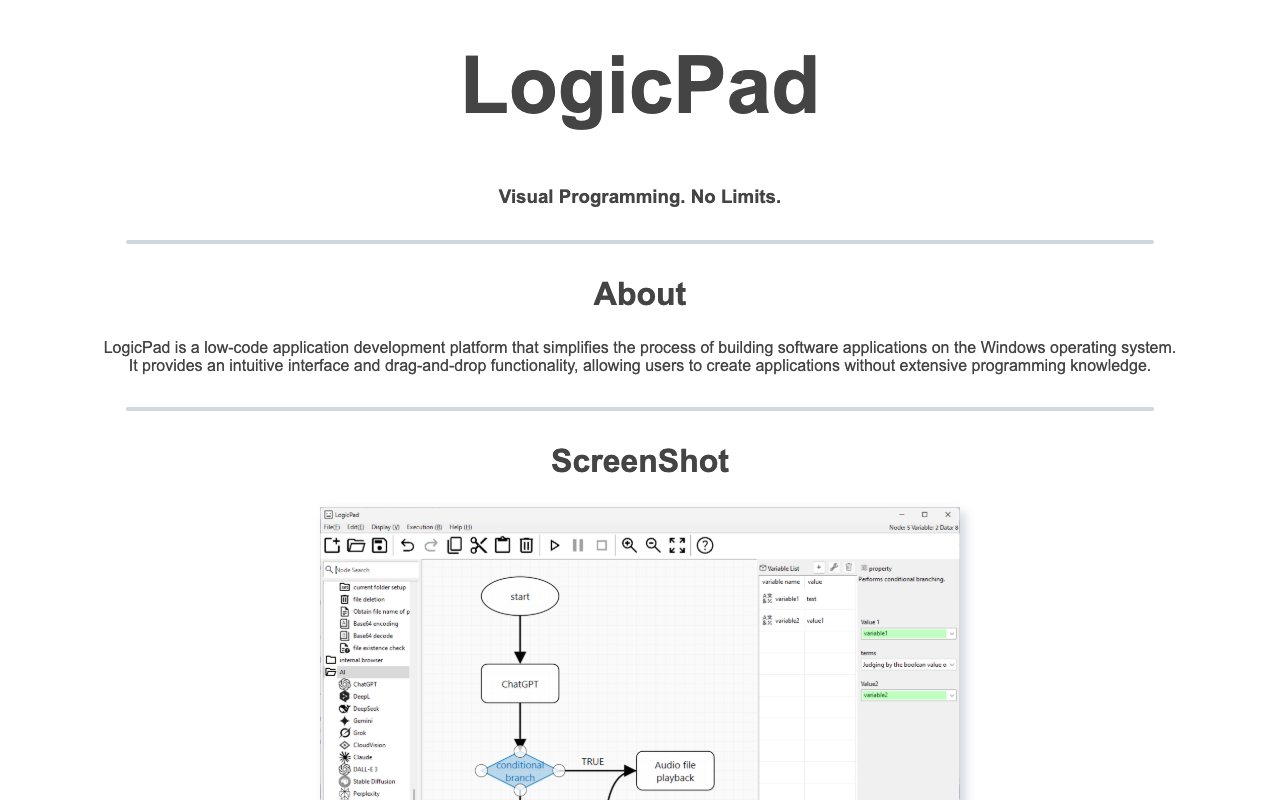 LogicPad - A Visual Programming Platform for Everyone to Build and Automate