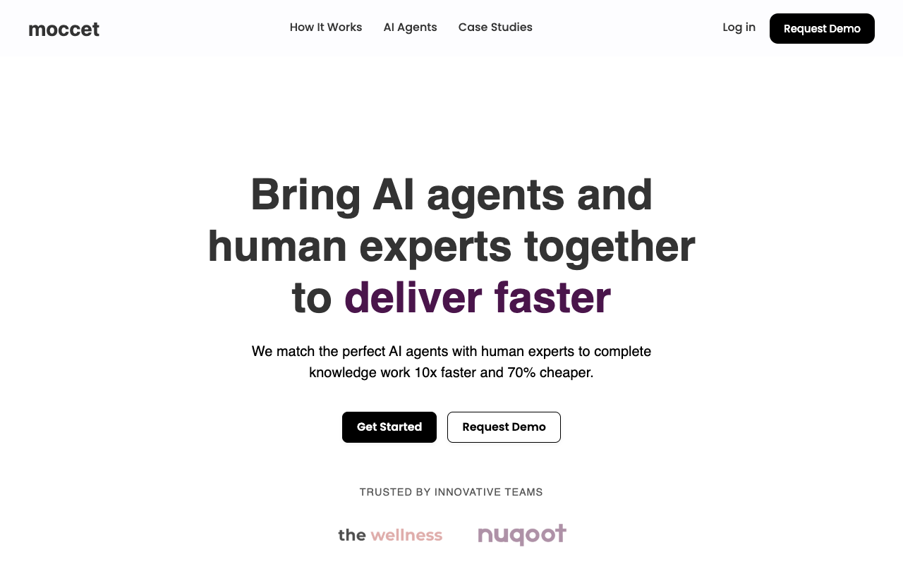 Moccet - An AI-augmented platform that combines AI agents with human expertise