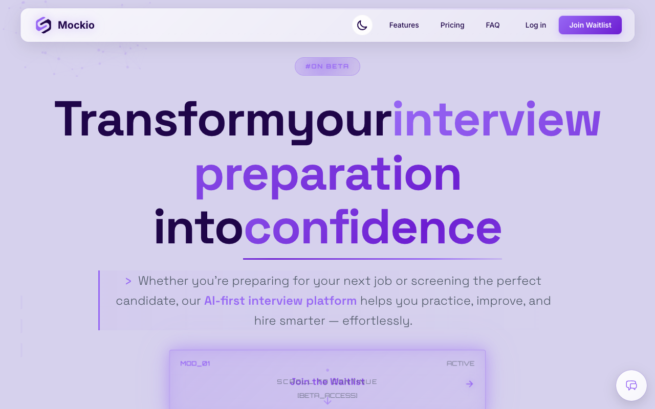 Mockio - An AI voice interview preparation platform that helps job seekers practice and improve their interview skills