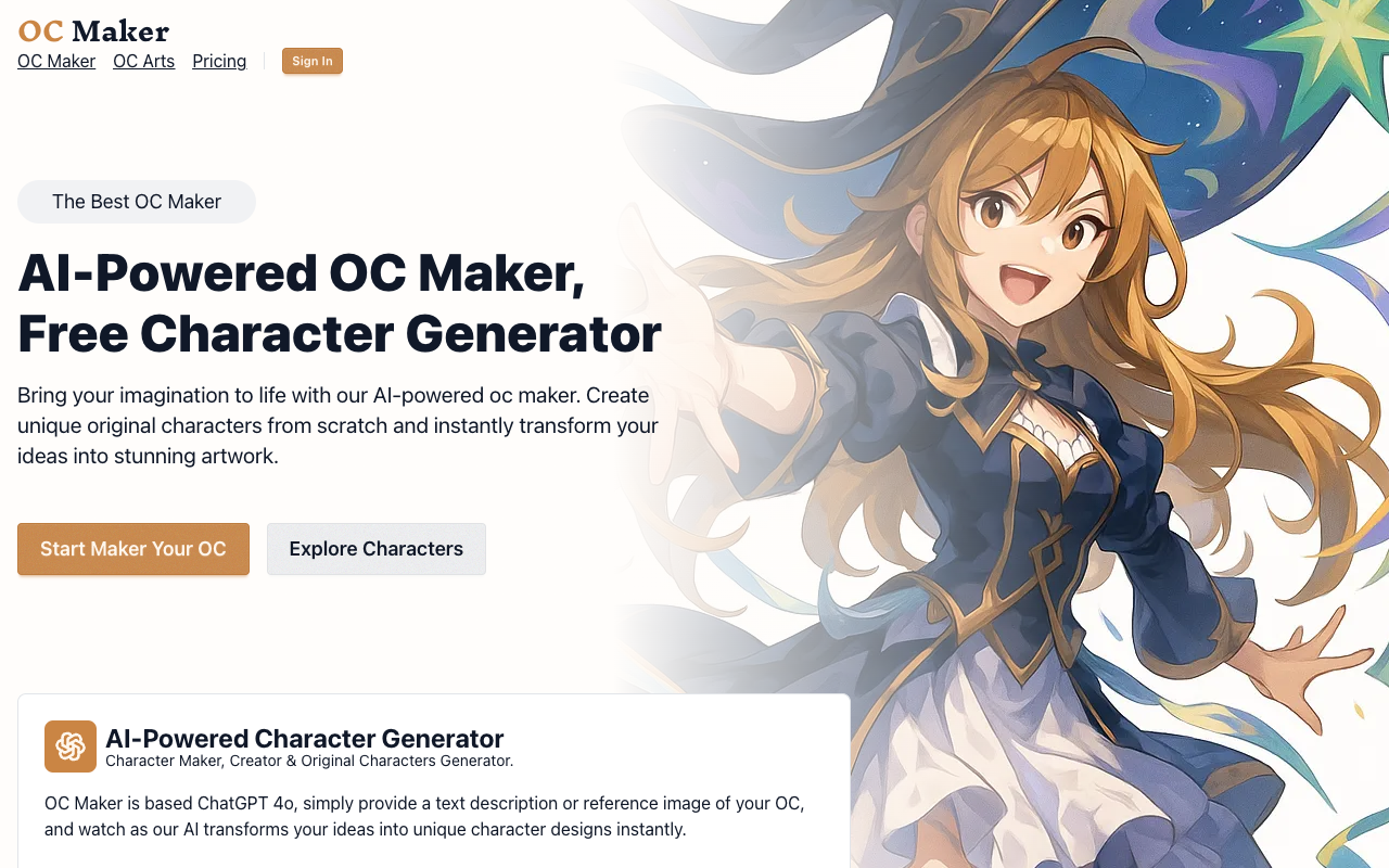 OC Maker - An AI-powered tool to create unique original characters