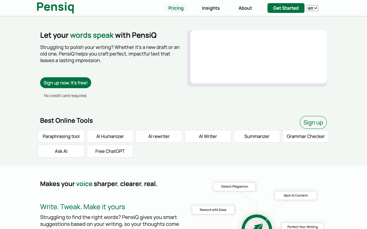 PensiQ - An AI tool that helps you write, rewrite, and humanize your text effortlessly