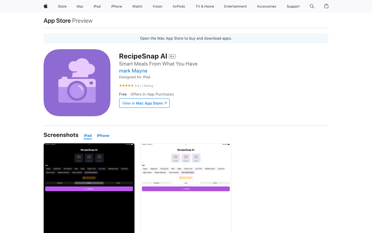 RecipeSnap AI - Turn fridge photos into recipes with AI