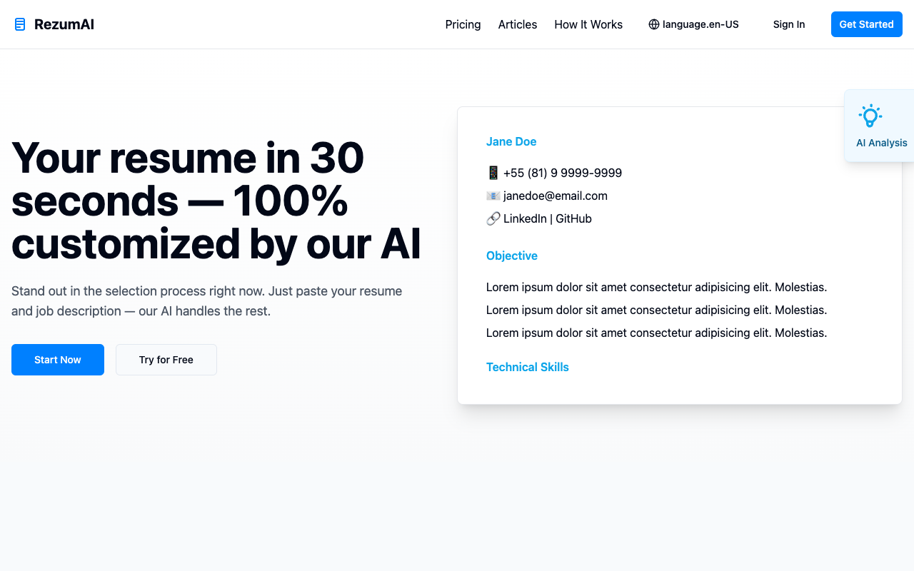 RezumAI - Generate professional resumes instantly with AI