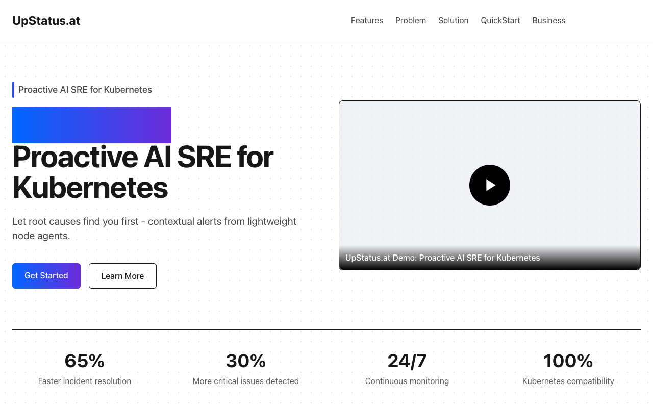 UpStatus.at - A proactive AI solution for monitoring Kubernetes environments