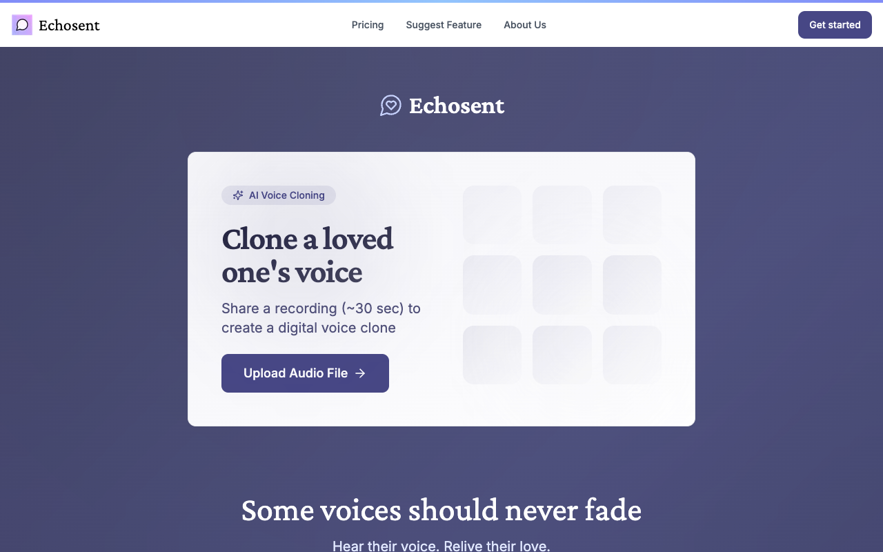 Echosent - Clone a loved one’s voice to preserve memories AI voice-cloning memories