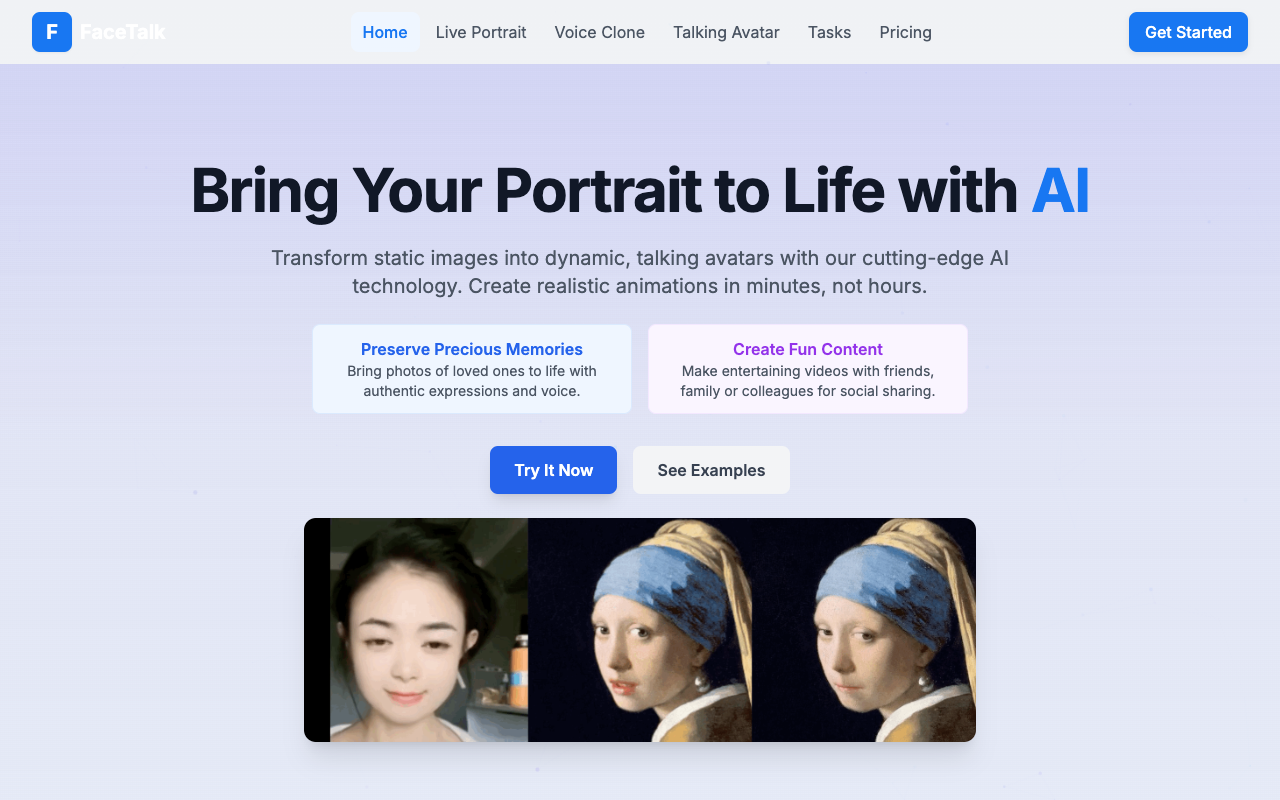 FaceTalk - Create talking portrait videos using AI for heartwarming or hilarious moments