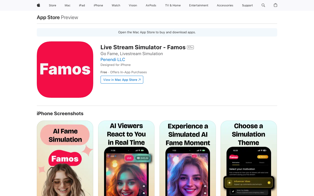 Famos - Experience the thrill of AI-powered fake livestreaming like a celebrity