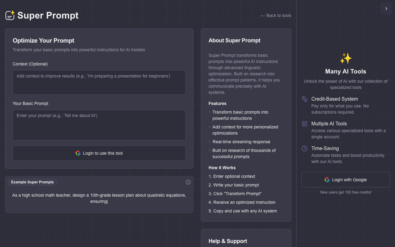 Many AI Tools - Super Prompt: A Revolutionary AI Prompt Optimizer for Everyone