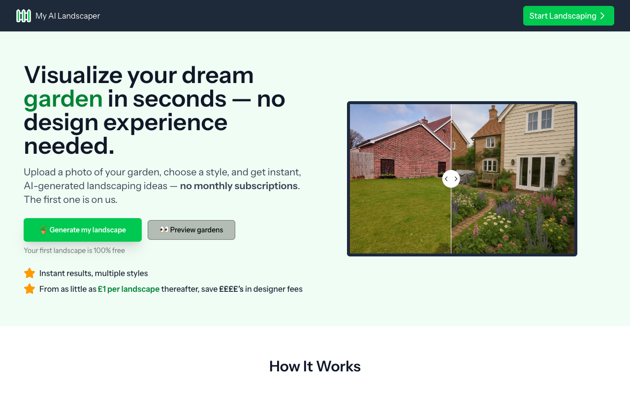 My AI Landscaper - Transform your garden instantly with AI technology
