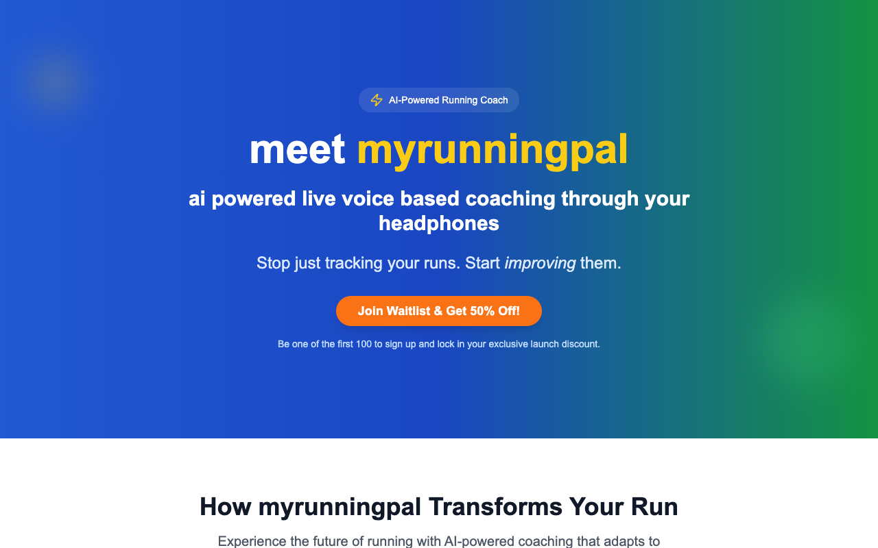 myrunningpal - Live AI voice coaching for smarter running