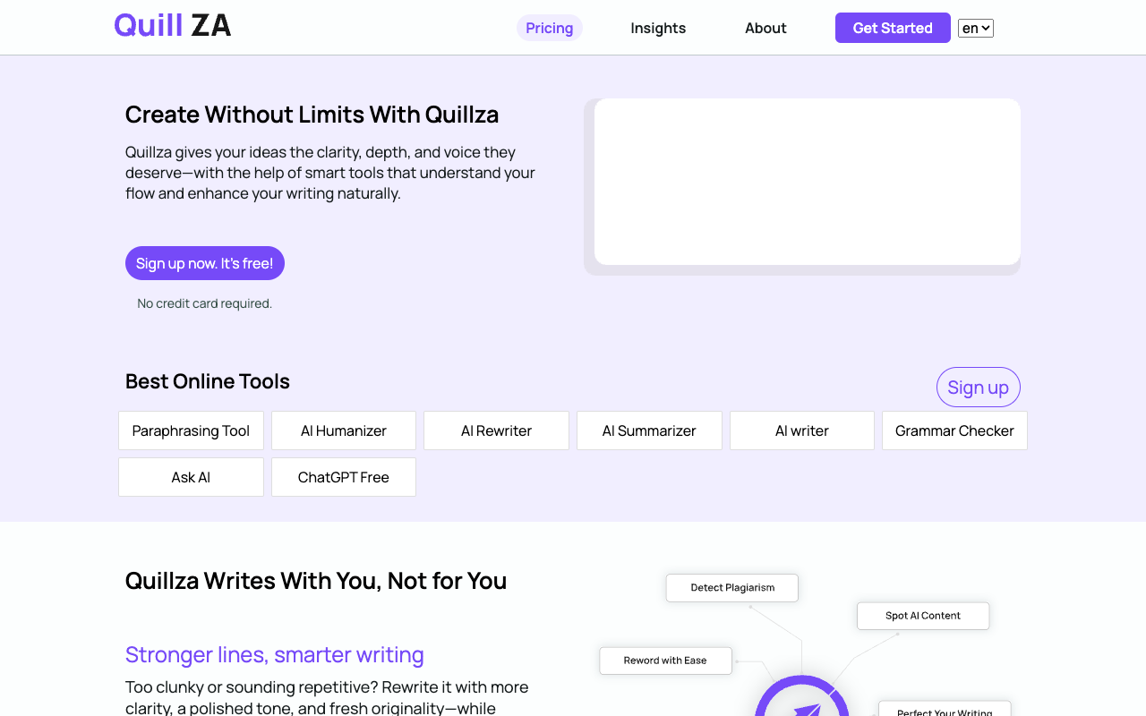 Quillza - An AI-powered platform to enhance your writing and creativity