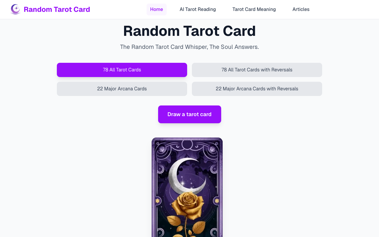 Random Tarot Card - A Free tarot card generator and AI tarot reading tool