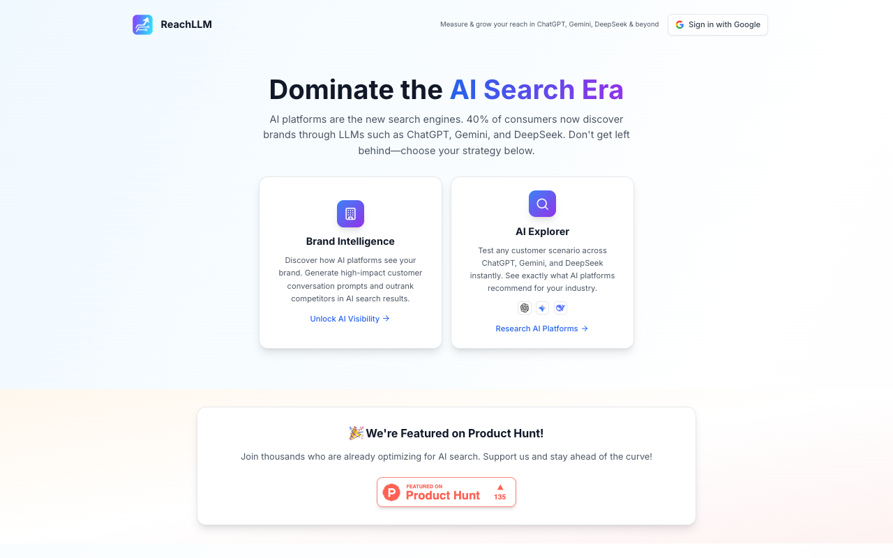 ReachLLM - Master the AI Search Landscape with Comprehensive Audits