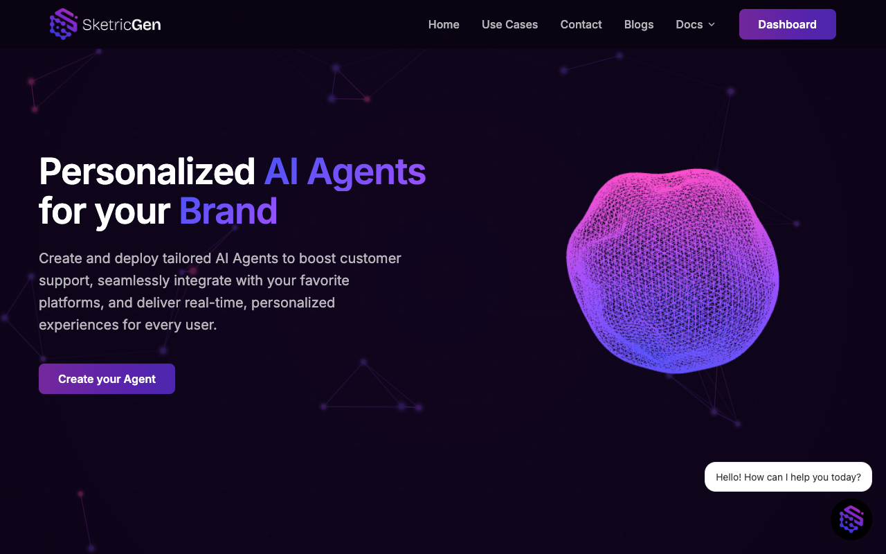 SketricGen - Create Personalized AI Agents to Enhance Customer Support AI customer-support personalization