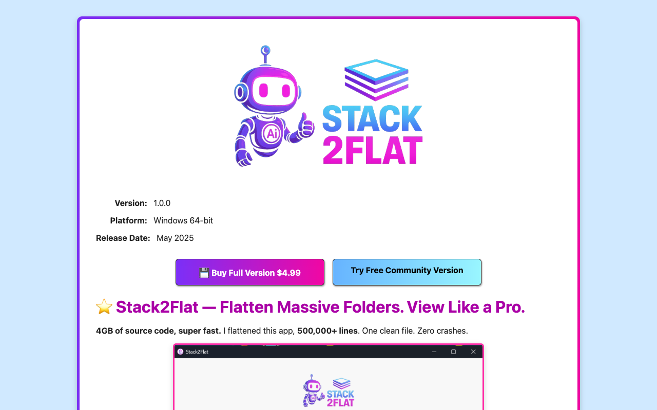 Stack2Flat - Flatten Your Codebase and Provide AI Context