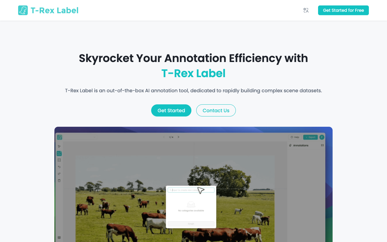 T-Rex Label - An AI-assisted data annotation tool that saves you time with one-click labeling data-annotation AI productivity