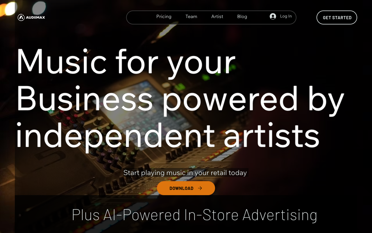 Audiimax - A music streaming service that supports independent artists and offers AI in-store advertising