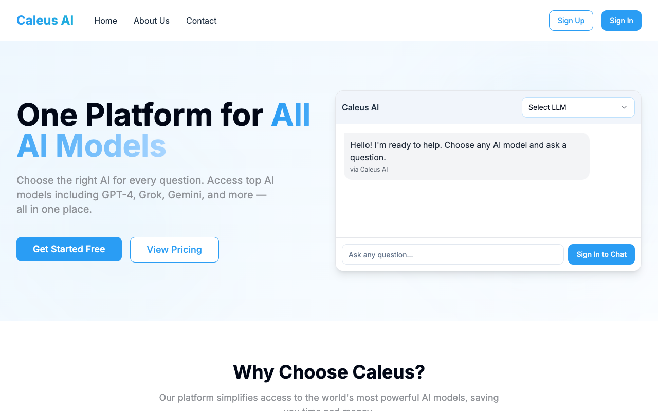 Caleus - Your one-stop hub for all AI models