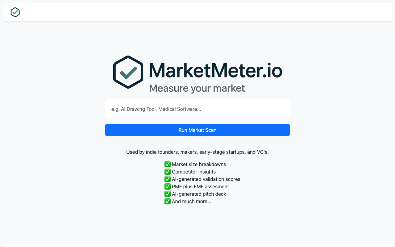 MarketMeter - An AI platform to measure your market potential and validate startup ideas AI market-analysis startup