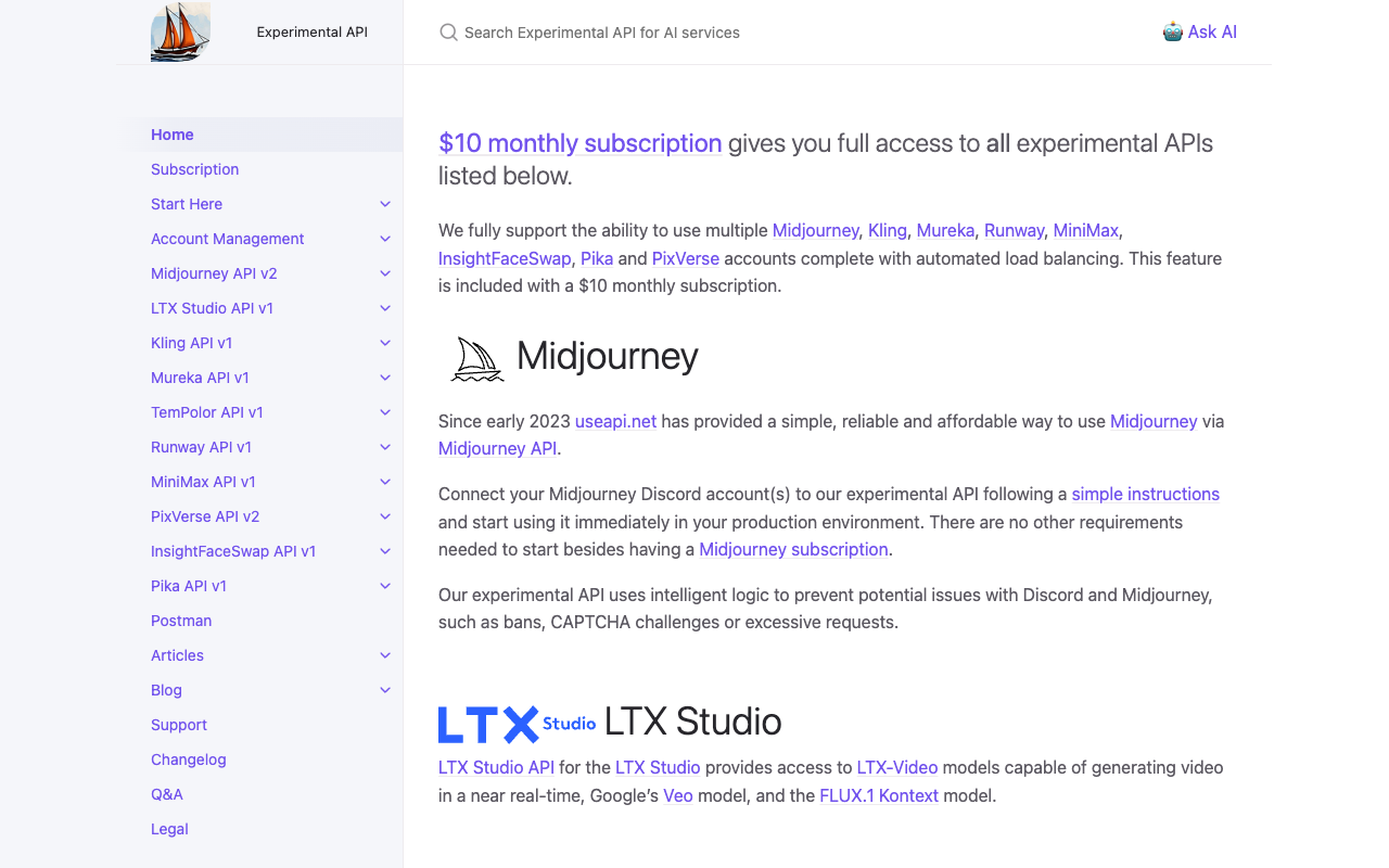 Third-party API for popular AI services - Access Midjourney, Mureka, Runway, MiniMax, InsightFaceSwap, and PixVerse API AI Midjourney