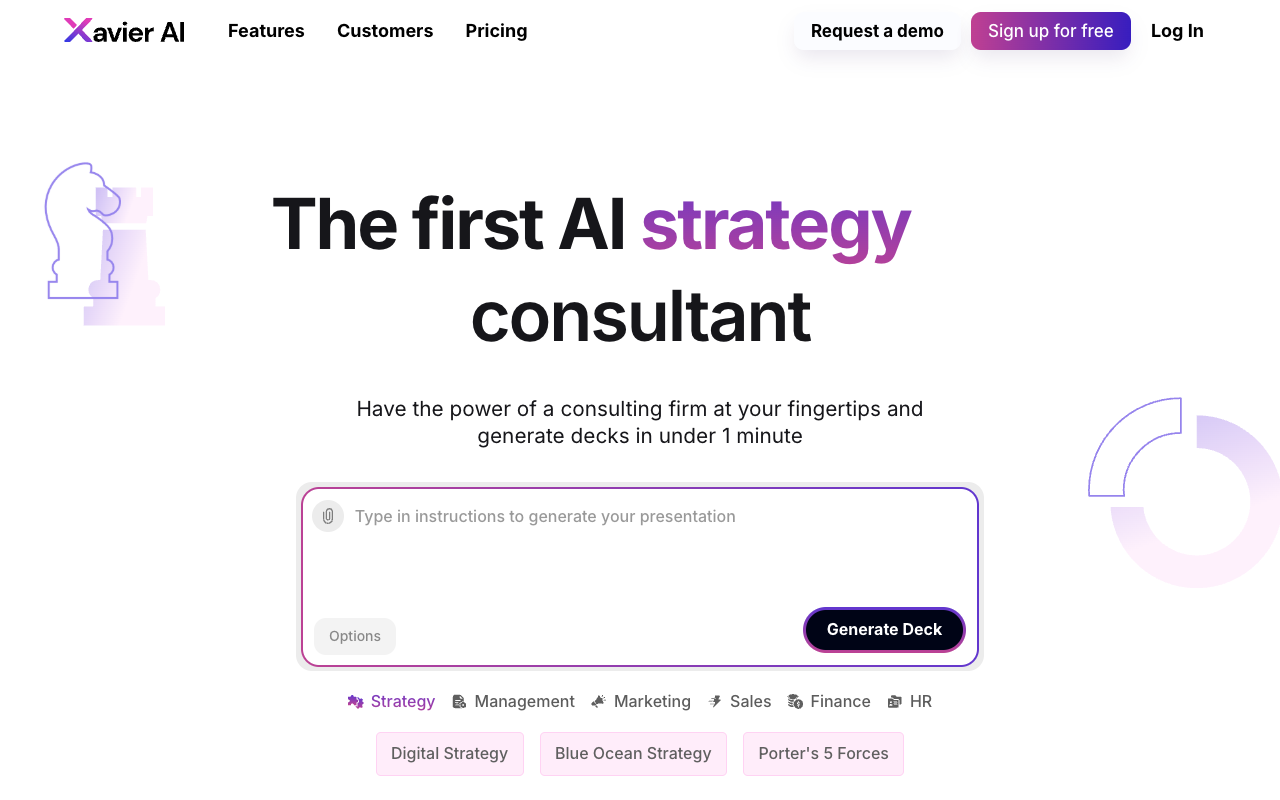 Xavier AI - The First AI Consultant that creates McKinsey-grade decks AI consulting presentations