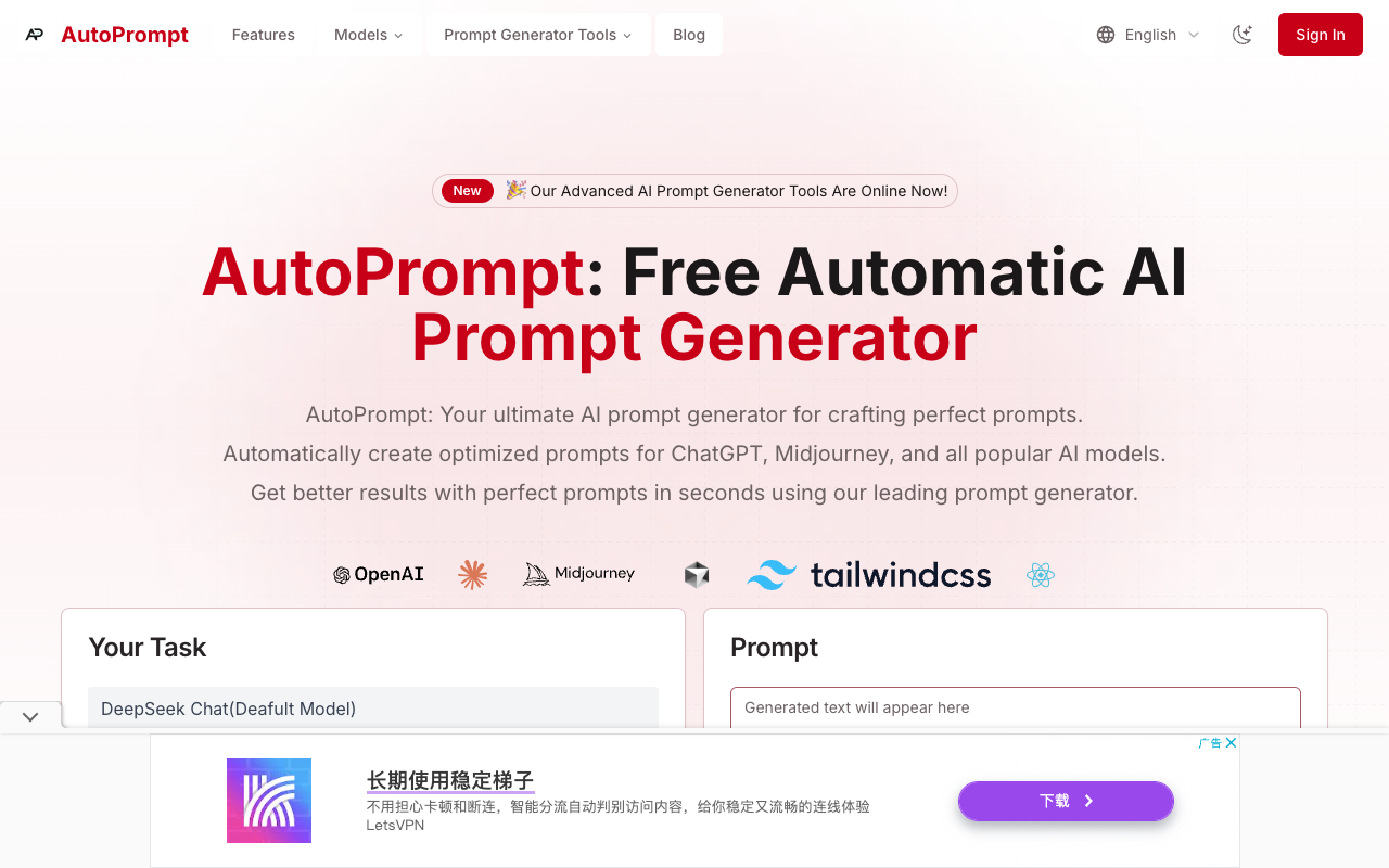 AutoPrompt.cc - An automatic prompt generator for ChatGPT and Midjourney