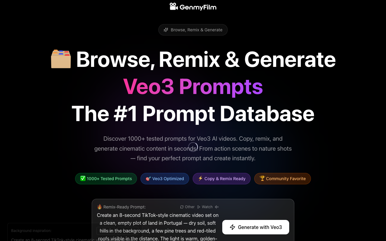 GenmyFilm - Create Stunning AI-Generated Videos with Veo3 and Advanced Technology