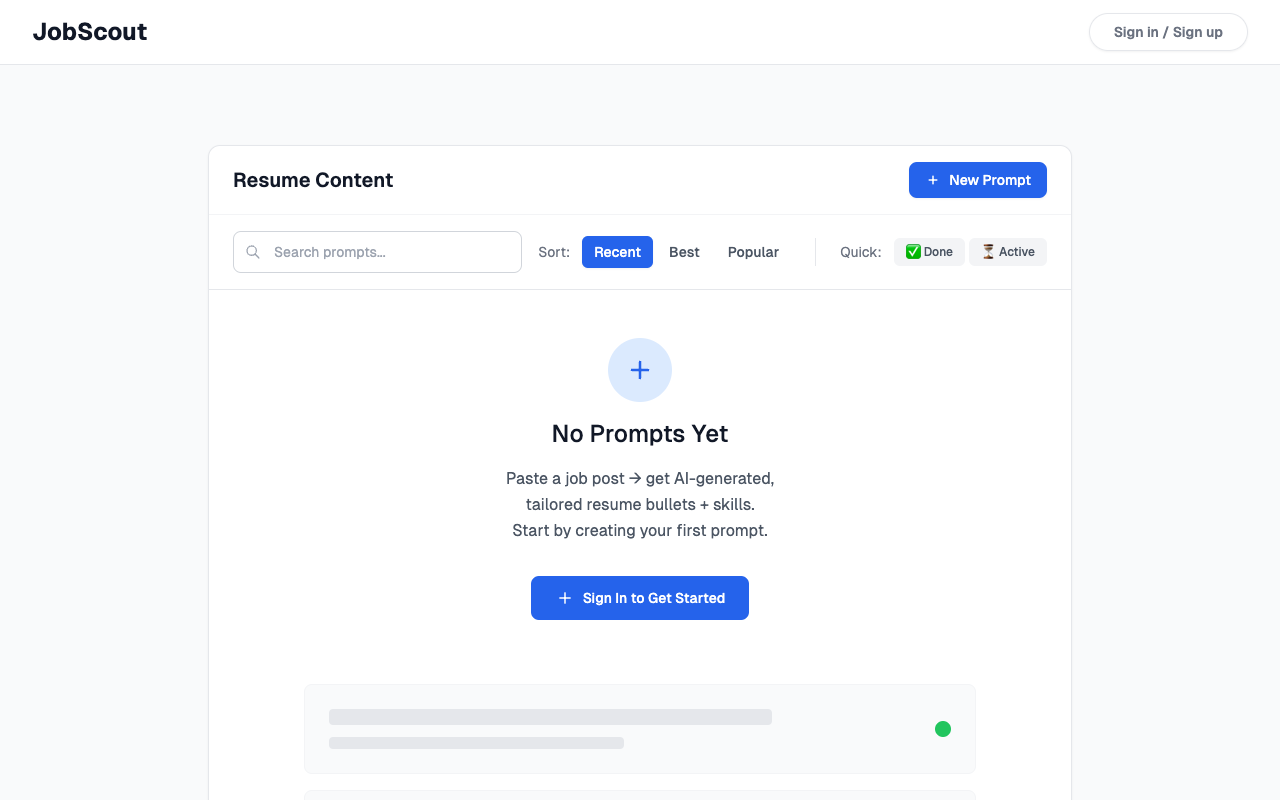 IntelliJob - An AI tool that generates custom resume bullet points from job descriptions AI resume job-search