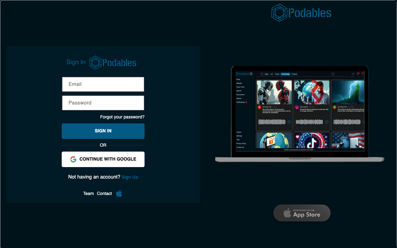 Podables - An AI platform for discovering real-time news and engaging with a smart community