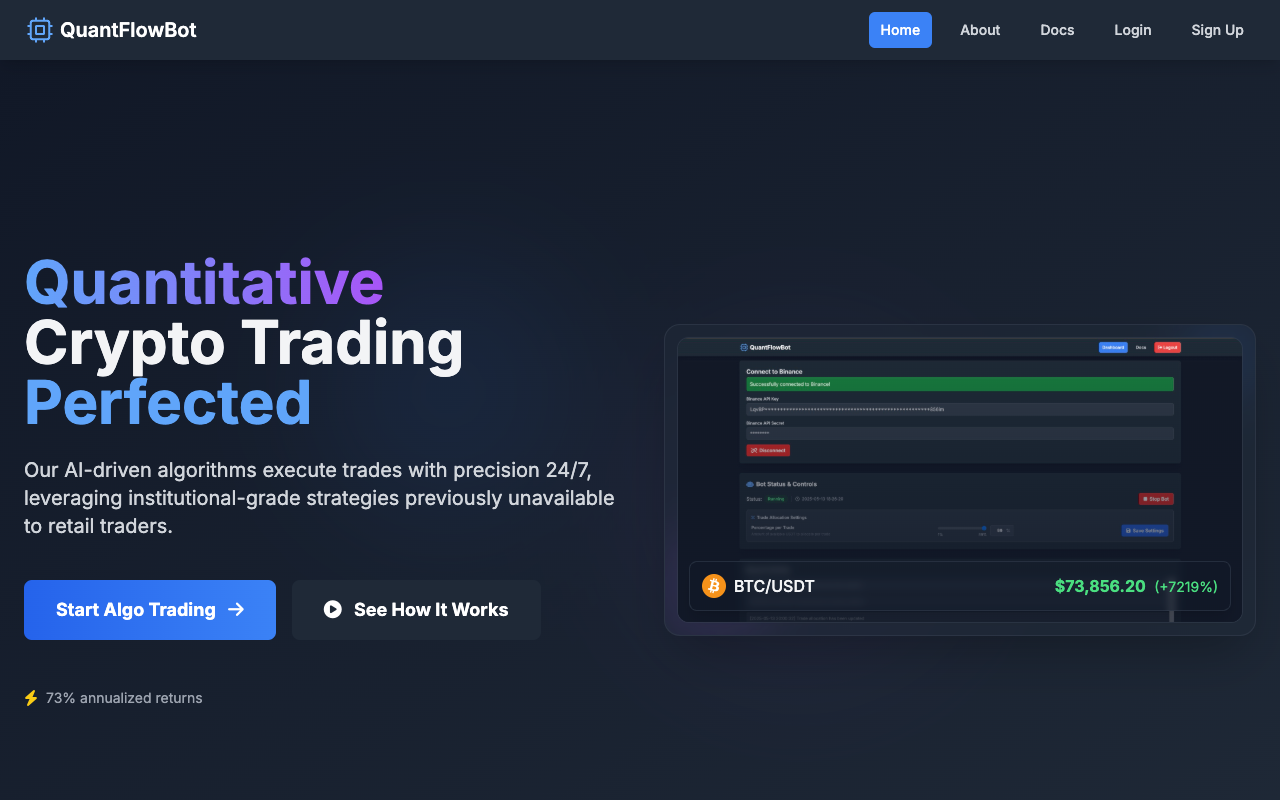 QuantFlowBot - An AI-powered crypto trading bot for automated Bitcoin trading crypto trading AI