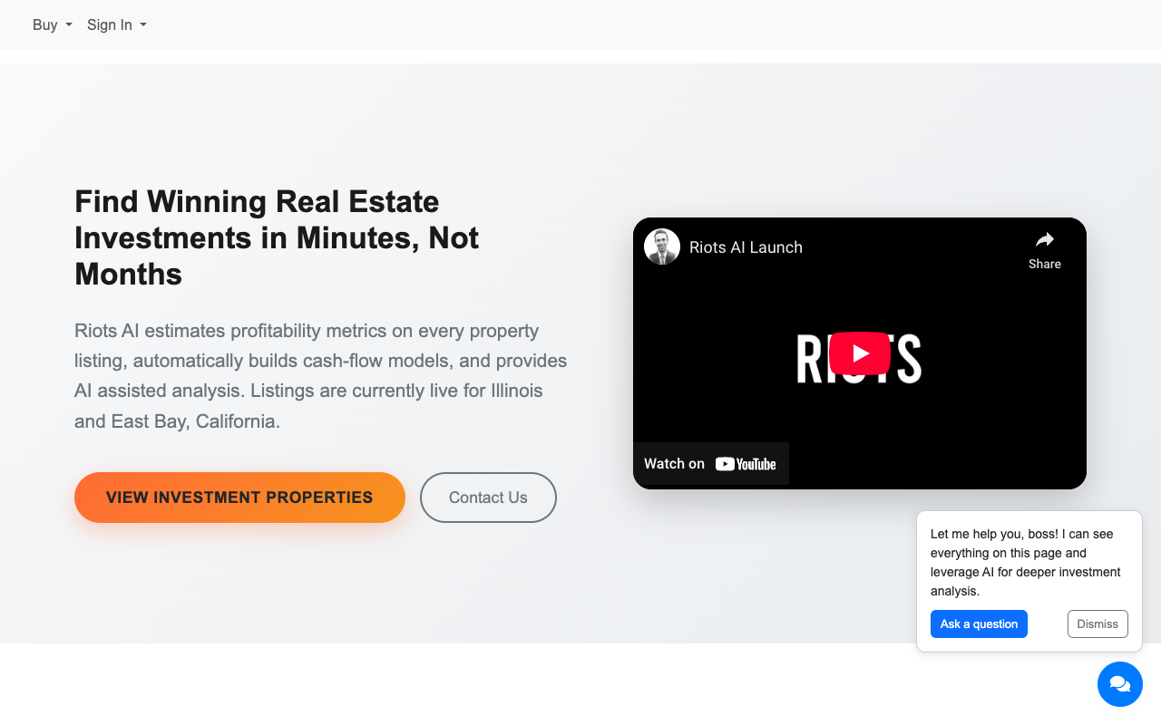 Riots AI - A fast and smart way to find profitable real estate investments