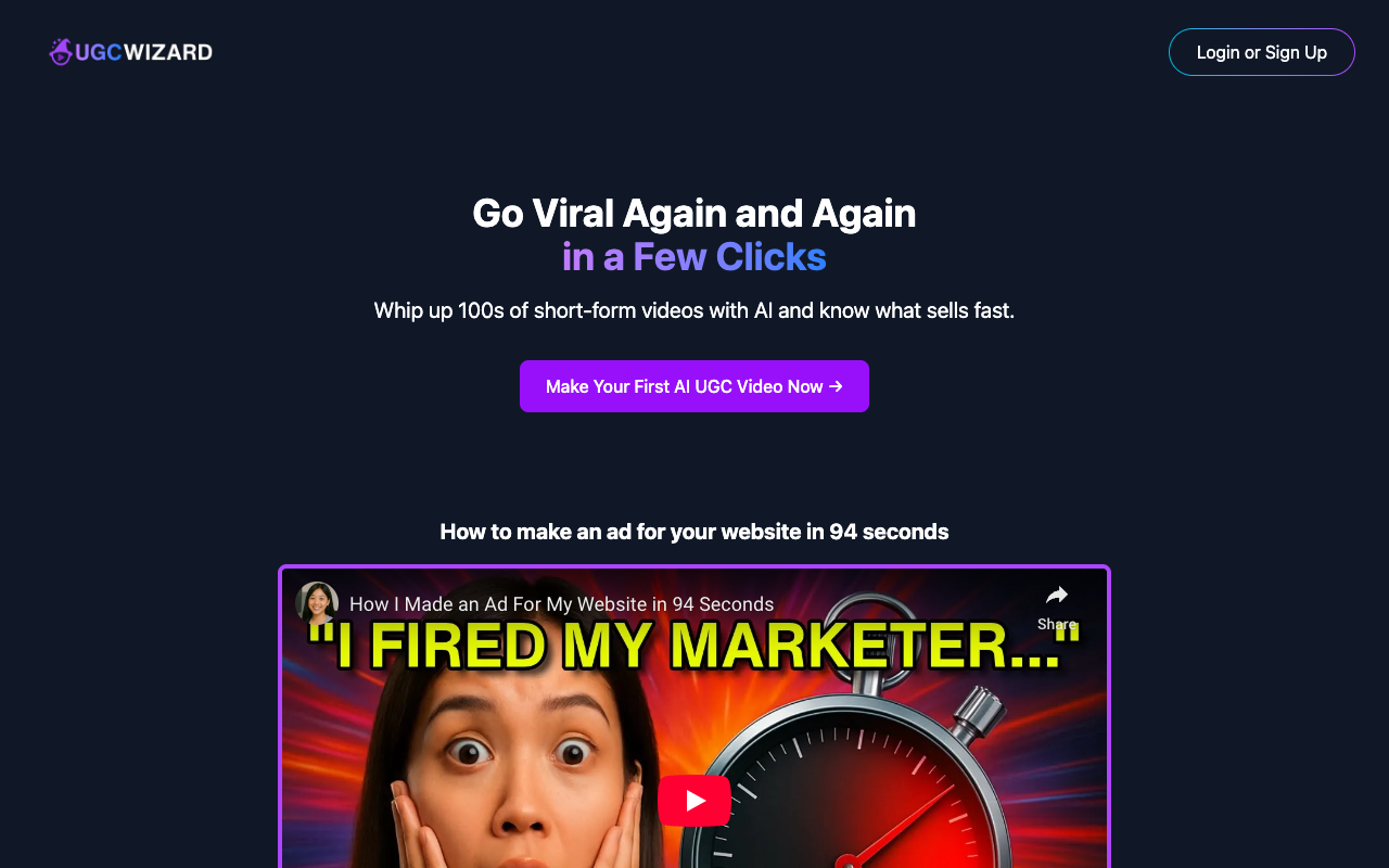 UGC Wizard - Create and Test AI UGC Videos to Boost Your Marketing AI UGC marketing