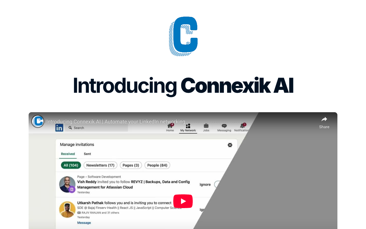 Connexik AI - Automate your LinkedIn networking to accept requests and grow your reach LinkedIn automation networking
