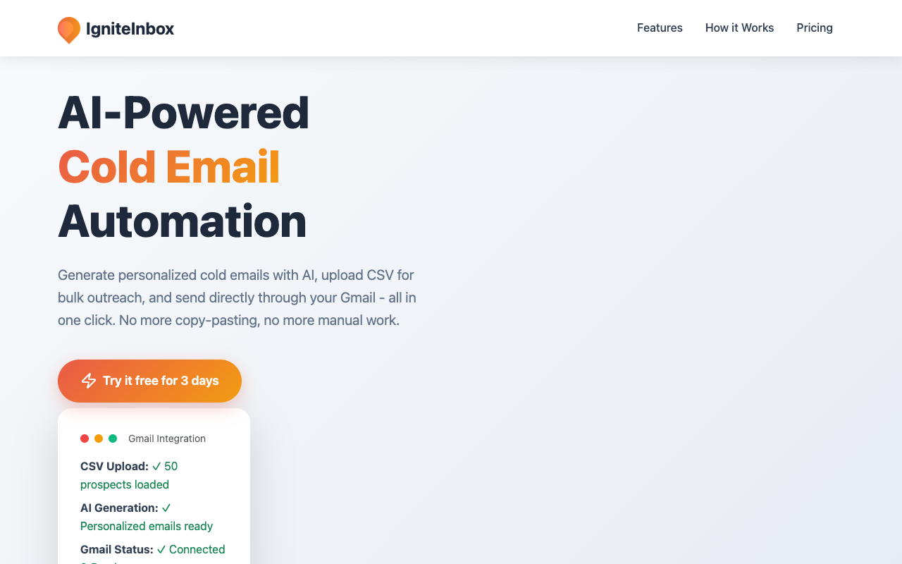 IgniteInbox - An AI-powered tool for instant personalized cold email generation