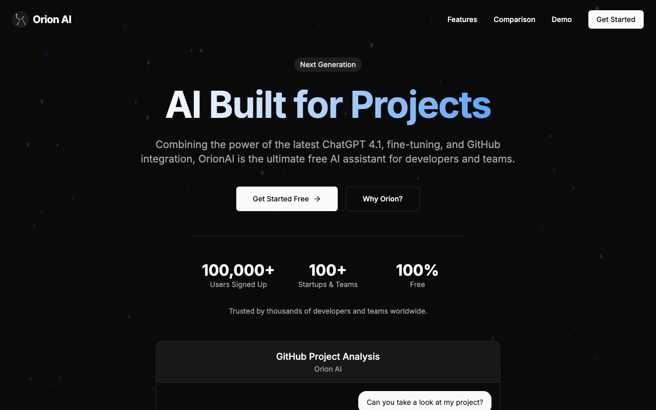 OrionAI - A free AI assistant for projects that syncs with Git and enhances collaboration