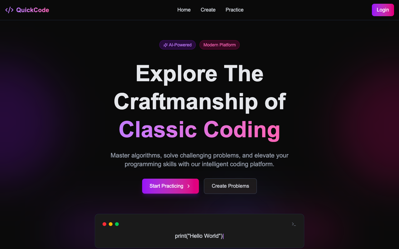 Practice BigTech OA Questions on QuickCode - An AI-powered platform for coding assessments coding AI BigTech